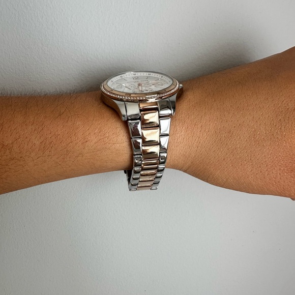 Michael Kors Silver and Rose Gold Women’s Watch
